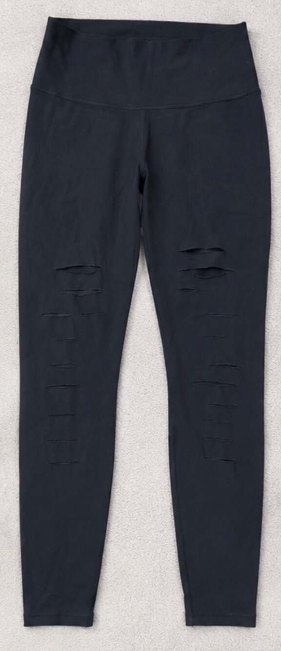 Alo Yoga High-Waist Ripped Warrior Leggings Black